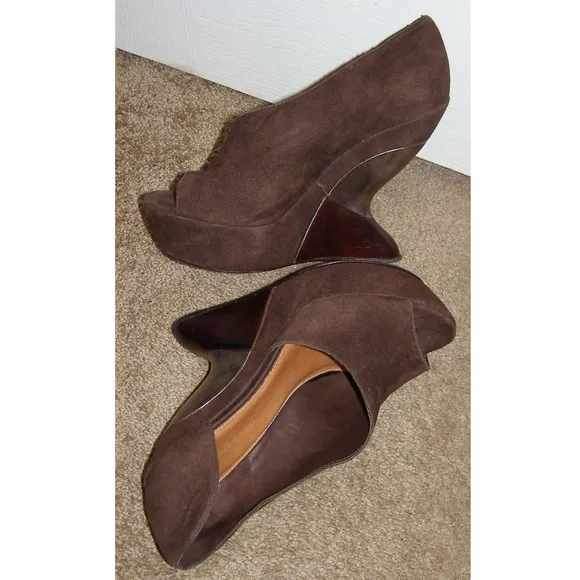 New sz 9 Leifsdottir Brown Suede Wedge Shoes