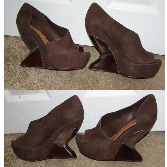 New sz 9 Leifsdottir Brown Suede Wedge Shoes