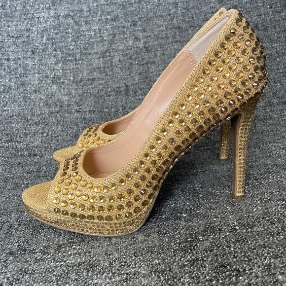 NEW Thalia Sodi Landon Pumps Gold Lurex Embellished Platform Women’s Size 8.5