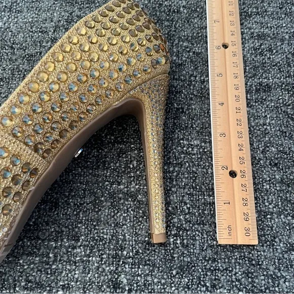 NEW Thalia Sodi Landon Pumps Gold Lurex Embellished Platform Women’s Size 8.5