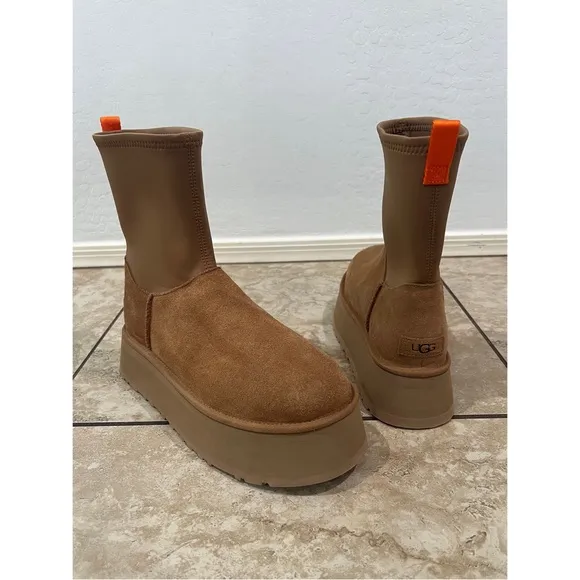 New UGG Classic Dipper Platform ZipBoots Shoes Chestnut Brown Women's