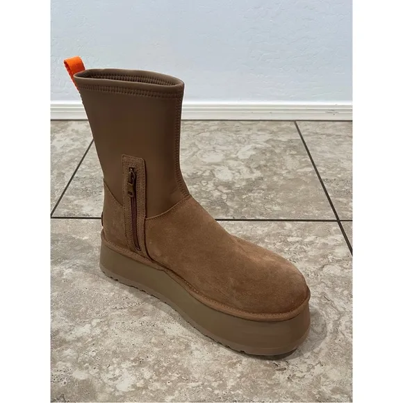 New UGG Classic Dipper Platform ZipBoots Shoes Chestnut Brown Women's
