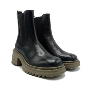 NEW Vince Camuto Black Leather Block Heel Pull On Booties Size 6.5