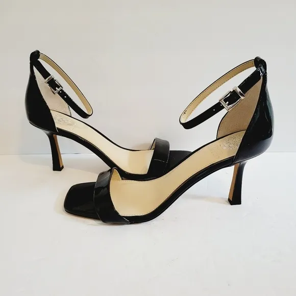 New Vince Camuto Enella Nude patent Open Toe Stiletto Heel Sandals, Size 9,5