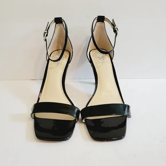New Vince Camuto Enella Nude patent Open Toe Stiletto Heel Sandals, Size 9,5