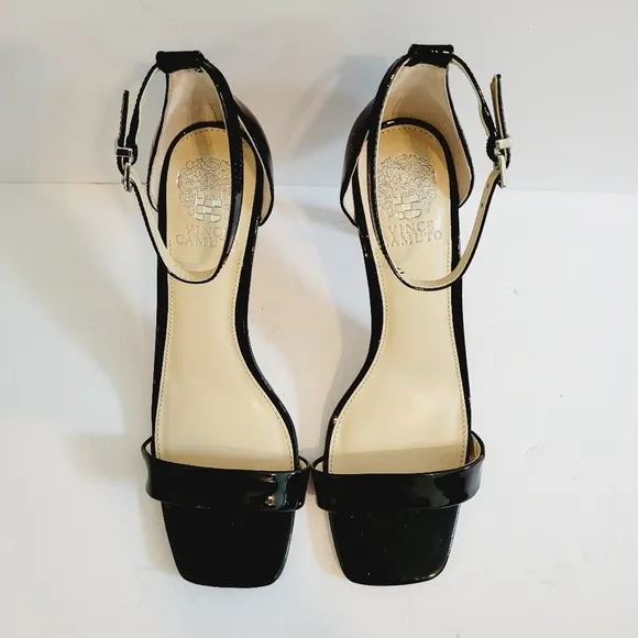 New Vince Camuto Enella Nude patent Open Toe Stiletto Heel Sandals, Size 9,5
