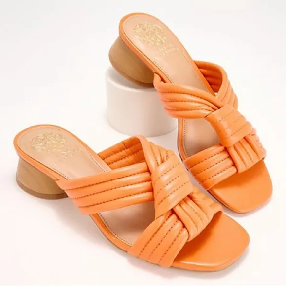 New! Vince Camuto Lomala Knotted Leather Dress Sandal Apricot Crush size 6.5