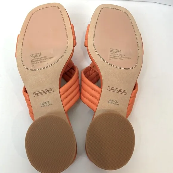 New! Vince Camuto Lomala Knotted Leather Dress Sandal Apricot Crush size 6.5
