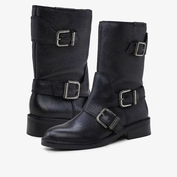 New VINCE CAMUTO Women's Alicenta Buckled Moto Booties black boots size 5