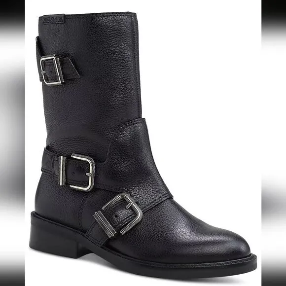 New VINCE CAMUTO Women's Alicenta Buckled Moto Booties black boots size 5