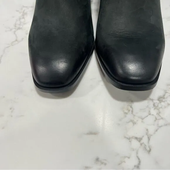New VIONIC “CARNELIAN” BLACK LEATHER Stacked BLOCK HEEL ANKLE BOOTS/BOOTIES sz 9