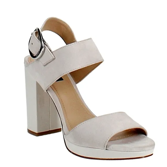 New w/Box DKNY Bell Genuine Suede Block Heel Platform Slingback Dress Sandals