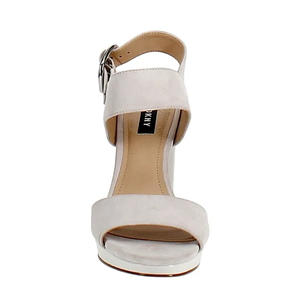 New w/Box DKNY Bell Genuine Suede Block Heel Platform Slingback Dress Sandals