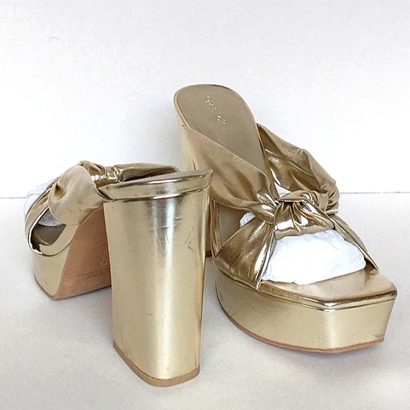 New w/o Box Open Edit Kaia Platform Knotted Open-Toe Block Heel Dress Sandals