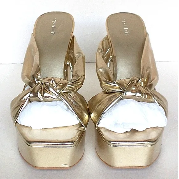 New w/o Box Open Edit Kaia Platform Knotted Open-Toe Block Heel Dress Sandals
