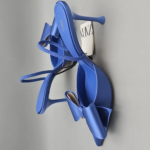 New Zara SATIN EFFECT HIGH HEEL SHOES NWT