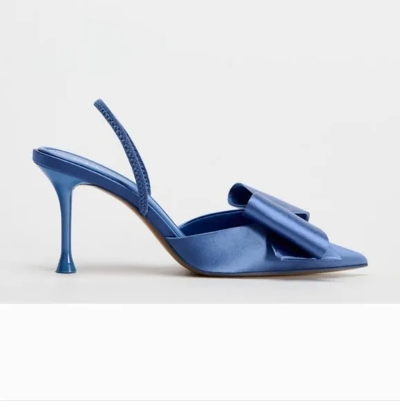 New Zara SATIN EFFECT HIGH HEEL SHOES NWT