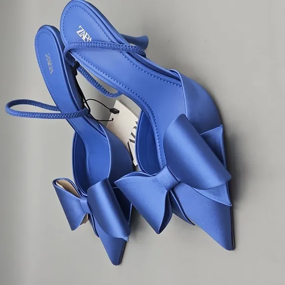 New Zara SATIN EFFECT HIGH HEEL SHOES NWT