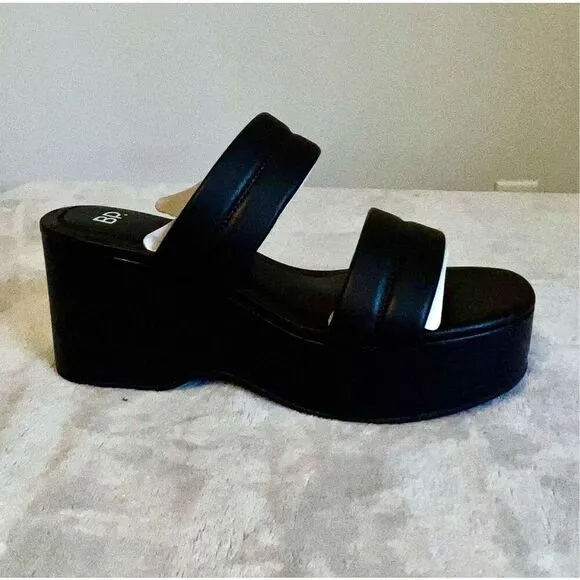 NEW Platform Wedge Black BP Heel Sandals Womens 9.5