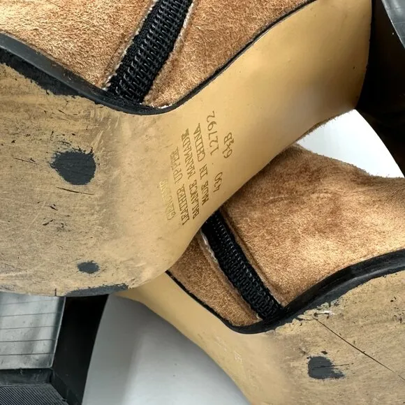 Newport News Vtg Suede Leather Knee High Camel Tan Heel Boots