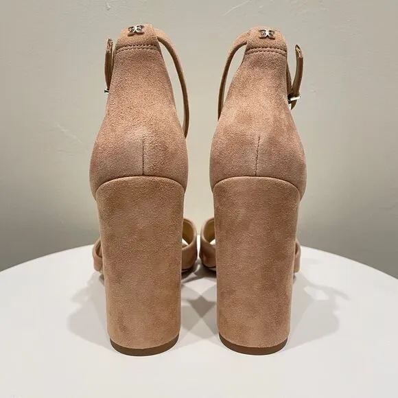 NEW Sam Edelman Yancy Block Heel Ankle Strap Sandal Caramel Suede - Size: 10