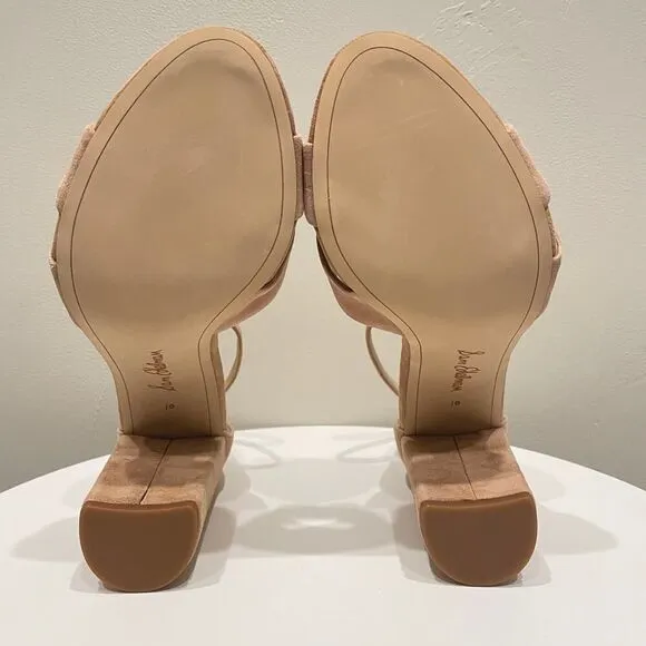NEW Sam Edelman Yancy Block Heel Ankle Strap Sandal Caramel Suede - Size: 10