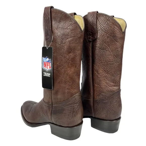 NFL Chargers | Men’s 8.5 | Brown Leather Made in Mexico Pull-On‎ Western Boots