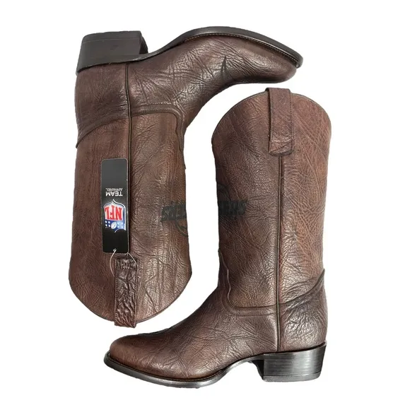 NFL Chargers | Men’s 8.5 | Brown Leather Made in Mexico Pull-On‎ Western Boots