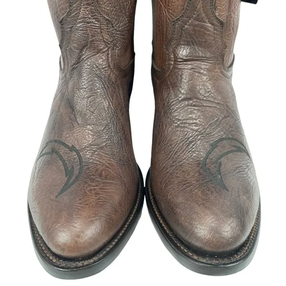 NFL Chargers | Men’s 8.5 | Brown Leather Made in Mexico Pull-On‎ Western Boots