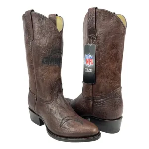 NFL Chargers | Men’s 8.5 | Brown Leather Made in Mexico Pull-On‎ Western Boots
