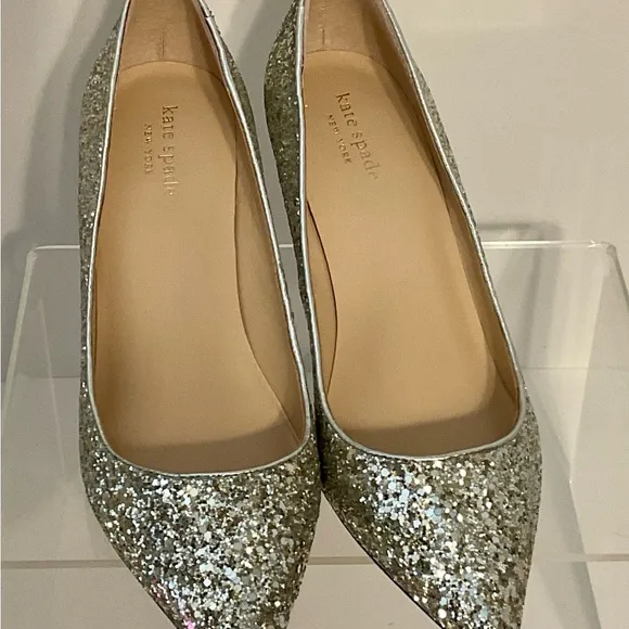 NIB Kate Spade Sonia Silver Glitter Shoes Women 8