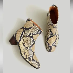 NIB Madewell Essex Ankle Boot Snakeskin Stamped Leather Size 8.5