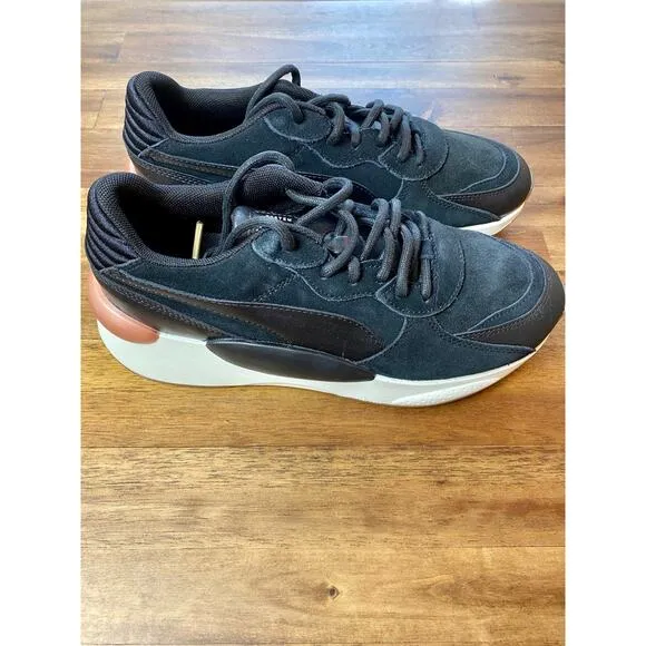 NIB PUMA RS 9.8 Black Rose Gold Heather Metallic Lace Up Sneakers Shoes 8.5