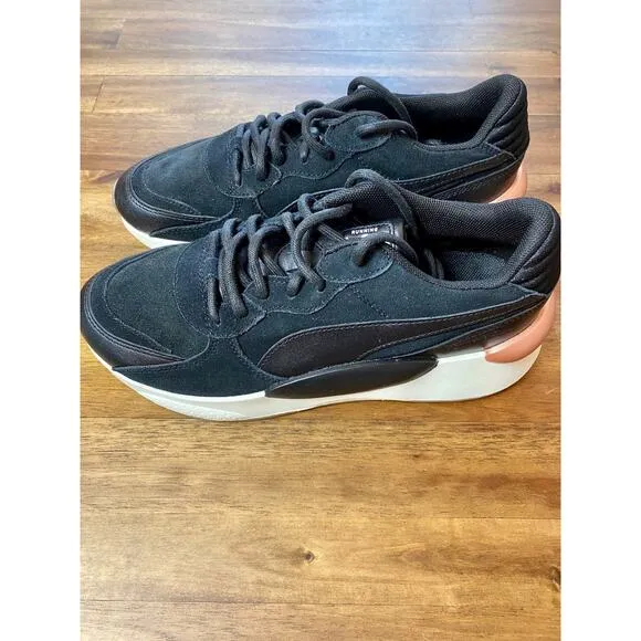NIB PUMA RS 9.8 Black Rose Gold Heather Metallic Lace Up Sneakers Shoes 8.5