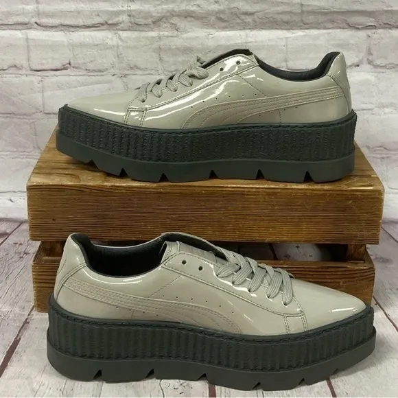 NIB 🔥 Puma X Fenty Rihanna Pointy Creeper Patent 36627002 Dove Gray sz7 &amp;dustbag