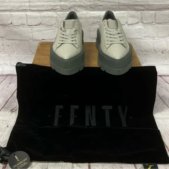 NIB 🔥 Puma X Fenty Rihanna Pointy Creeper Patent 36627002 Dove Gray sz7 &amp;dustbag
