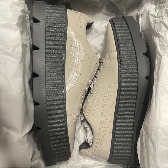 NIB 🔥 Puma X Fenty Rihanna Pointy Creeper Patent 36627002 Dove Gray sz7 &amp;dustbag