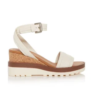 nib See by Chloé Robin Leather Platform Wedge Sandals in Ivory size 36 | 6