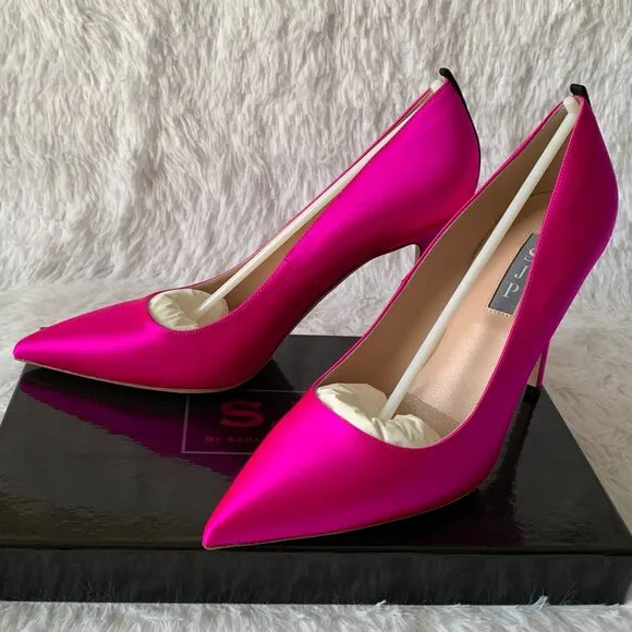 NIB SJP by Sarah Jessica Parker Fawn Satin Pumps EU 39 US 8.5 Pink Candy 100mm