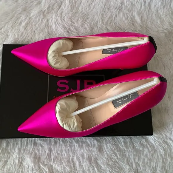 NIB SJP by Sarah Jessica Parker Fawn Satin Pumps EU 39 US 8.5 Pink Candy 100mm