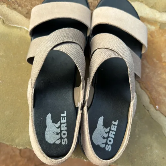 NIB SOREL Women's Cameron Flatform Wedge Slingback Sandals SZ 10