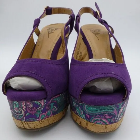 NIB - Very Volatile Hendrix Wedge Corkscrew-Blend Slingback Sandals