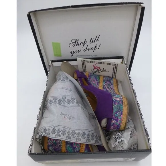 NIB - Very Volatile Hendrix Wedge Corkscrew-Blend Slingback Sandals