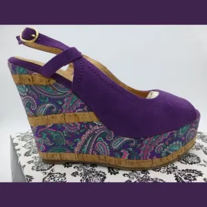 NIB - Very Volatile Hendrix Wedge Corkscrew-Blend Slingback Sandals