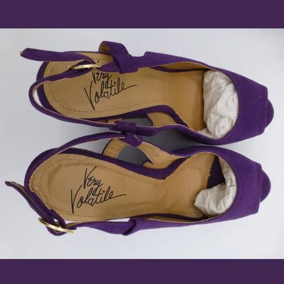 NIB - Very Volatile Hendrix Wedge Corkscrew-Blend Slingback Sandals