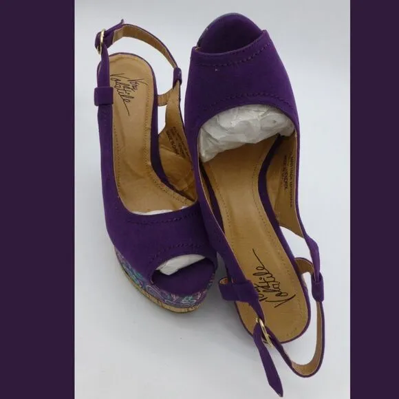 NIB - Very Volatile Hendrix Wedge Corkscrew-Blend Slingback Sandals