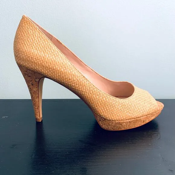 NIB Vince Camuto Ashlynn Heels in Natural Colored Raffia Size 8 1/2
