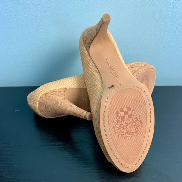NIB Vince Camuto Ashlynn Heels in Natural Colored Raffia Size 8 1/2