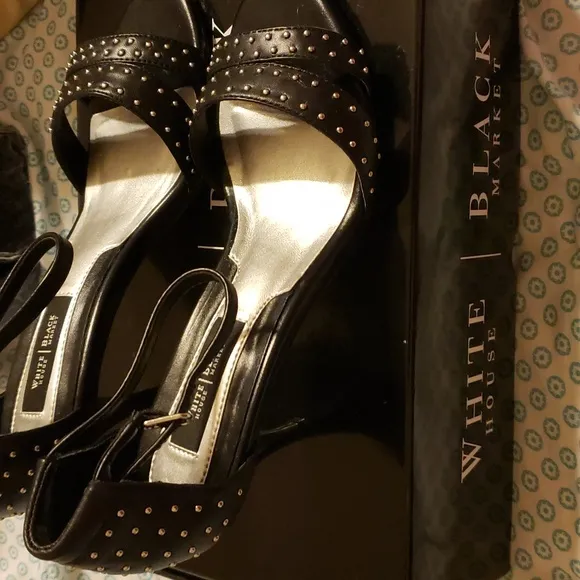 NIB WHBM Black High Heel Sandals Size 6.5