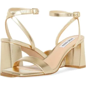 NIB Womans Steve Madden Luxe Block Heeled Sandals in Gold size 7.5M